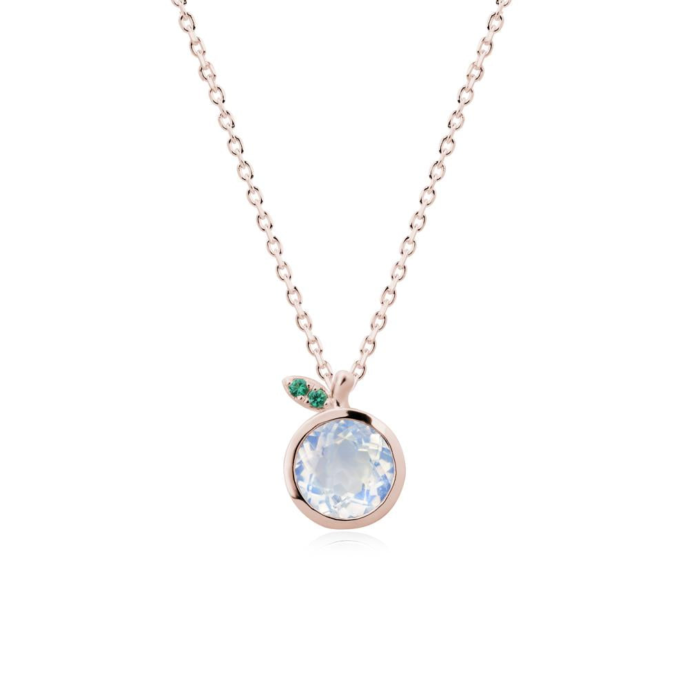 Bezel Setting Round Moonstone and Emerald Fruit Necklace - LUO Jewelry #metal_14k rose gold