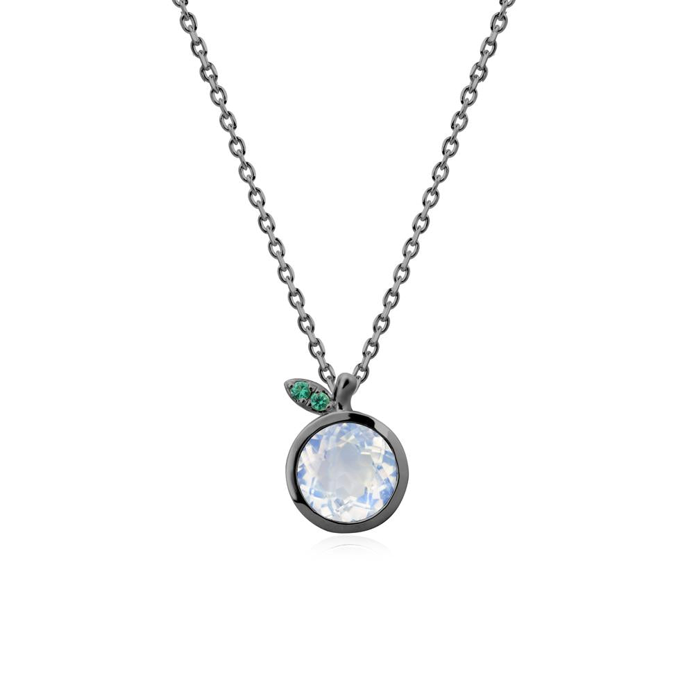 Bezel Setting Round Moonstone and Emerald Fruit Necklace - LUO Jewelry #metal_black finish sterling silver
