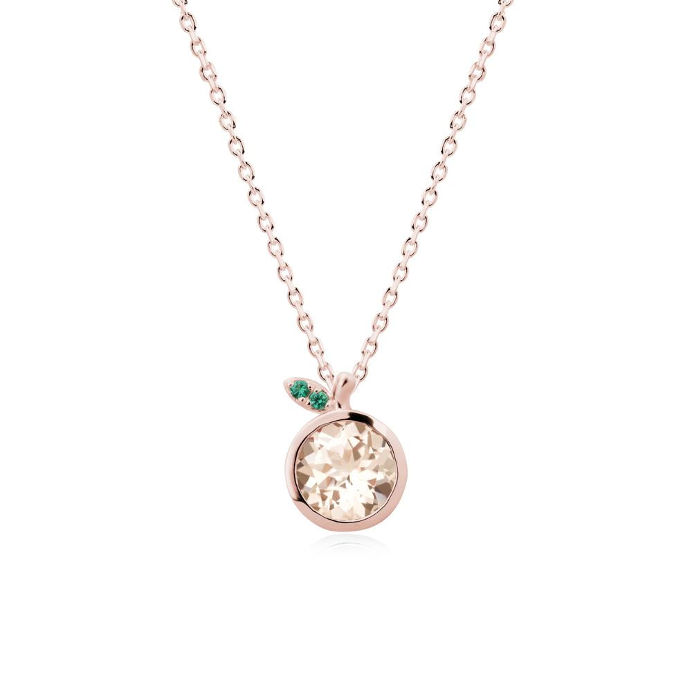 Orange Inspired Bezel Setting Morganite and Emerald Necklace - LUO Jewelry #metal_18k rose gold