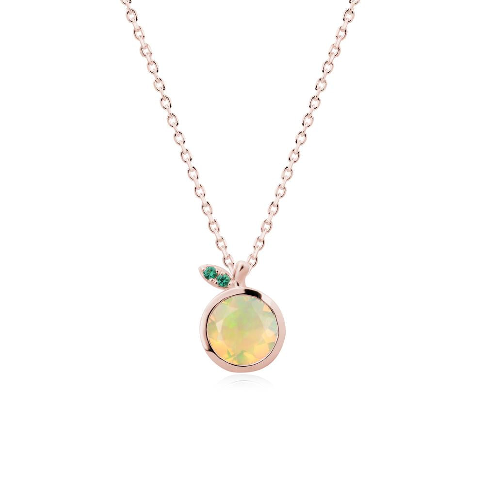 Bezel Setting Round Opal and Emerald Fruit Necklace - LUO Jewelry #metal_18k rose gold