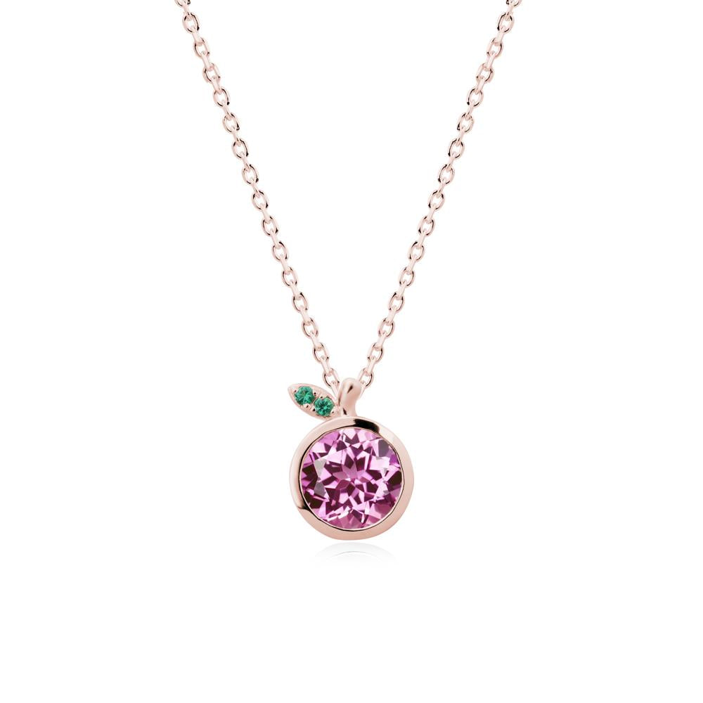 Orange Inspired Bezel Setting Pink Sapphire and Emerald Necklace - LUO Jewelry #metal_18k rose gold