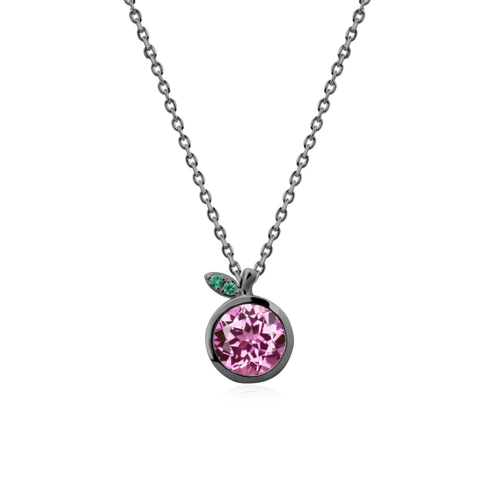 Orange Inspired Bezel Setting Pink Sapphire and Emerald Necklace - LUO Jewelry #metal_black finish sterling silver