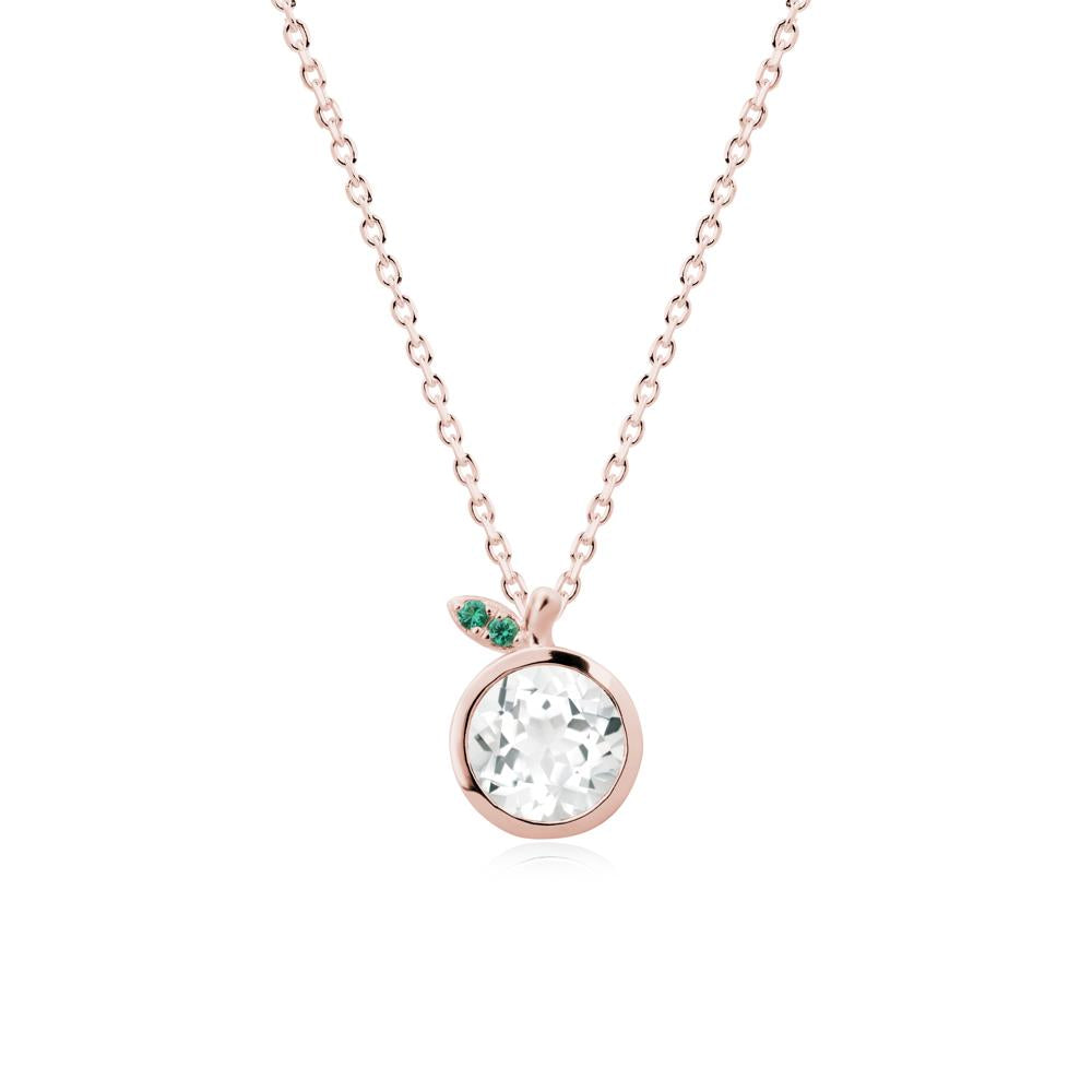 Bezel Setting Round White Topaz and Emerald Fruit Necklace - LUO Jewelry #metal_18k rose gold