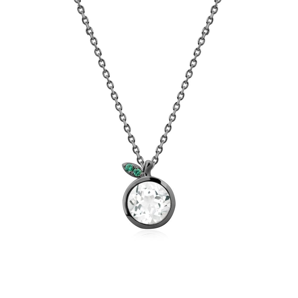 Bezel Setting Round White Topaz and Emerald Fruit Necklace - LUO Jewelry #metal_black finish sterling silver