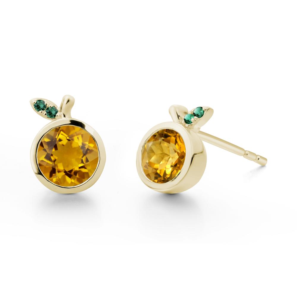 Round Citrine Orange Earrings - LUO Jewelry #metal_14k yellow gold