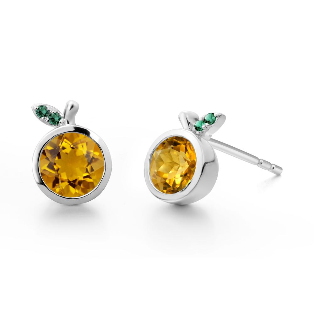 Round Citrine Orange Earrings - LUO Jewelry #metal_sterling silver
