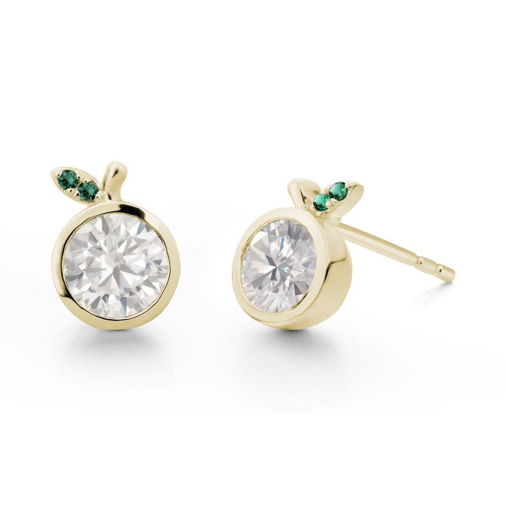 Orange Inspired Bezel Setting Cubic Zirconia and Emerald Earrings - LUO Jewelry #metal_14k yellow gold