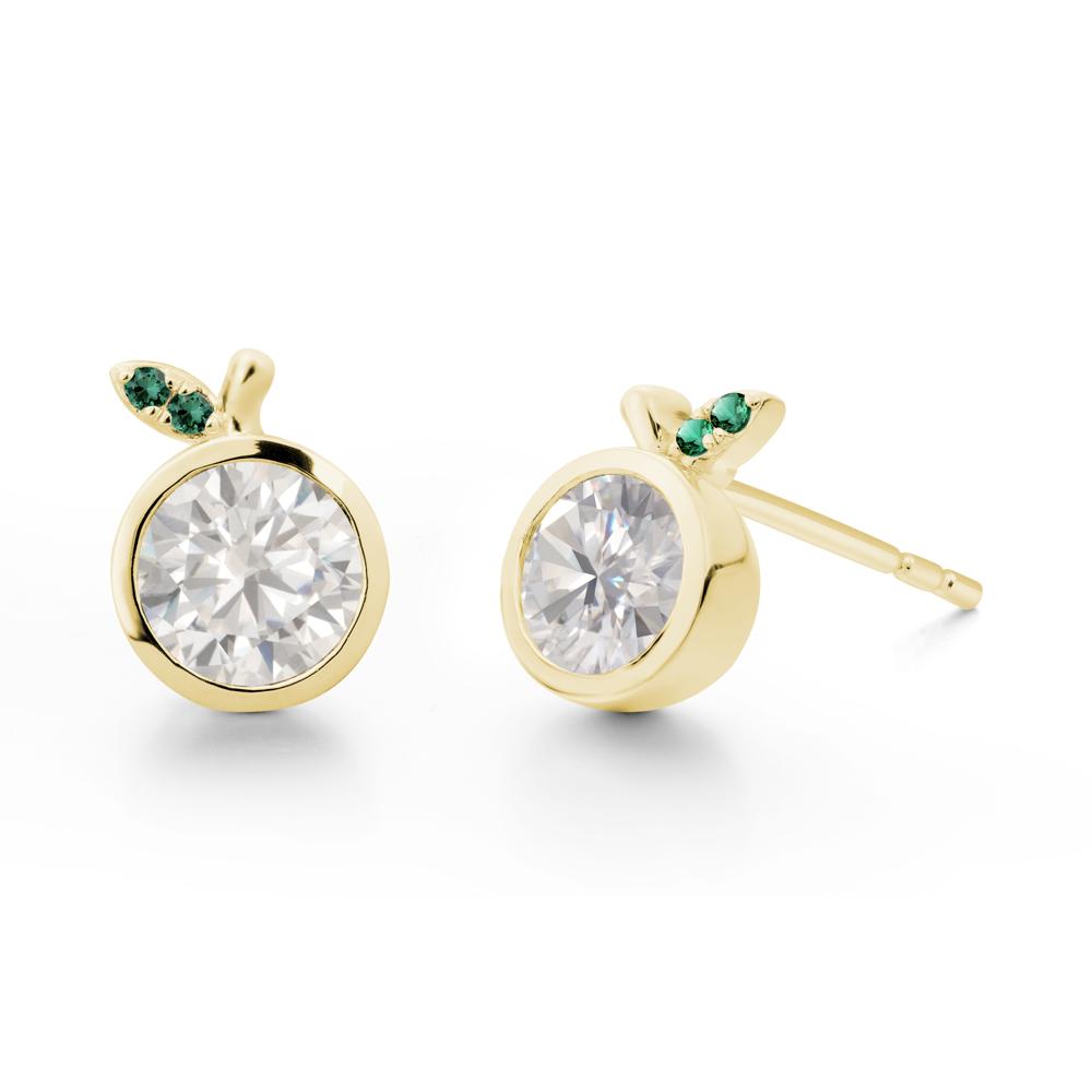 Orange Inspired Bezel Setting Cubic Zirconia and Emerald Earrings - LUO Jewelry #metal_18k yellow gold