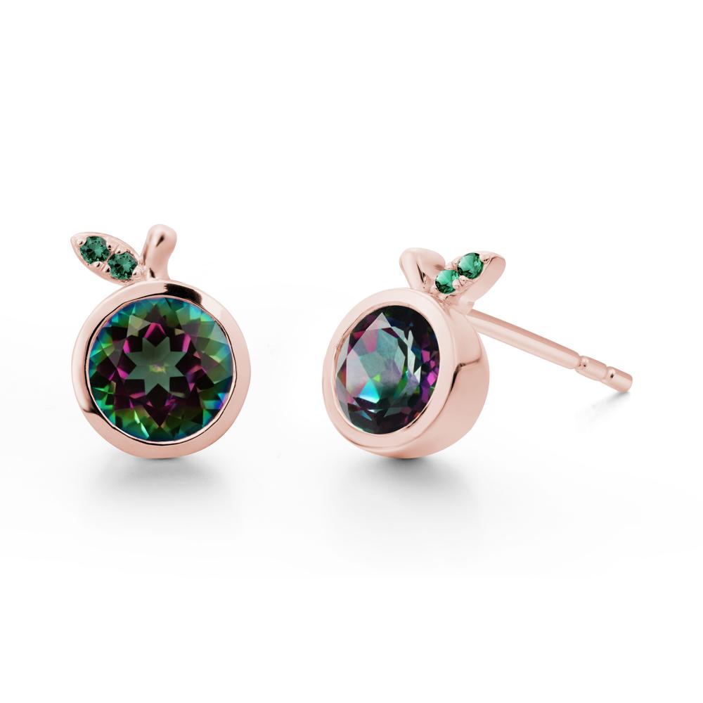 Orange Inspired Bezel Setting Mystic Topaz and Emerald Earrings - LUO Jewelry #metal_18k rose gold