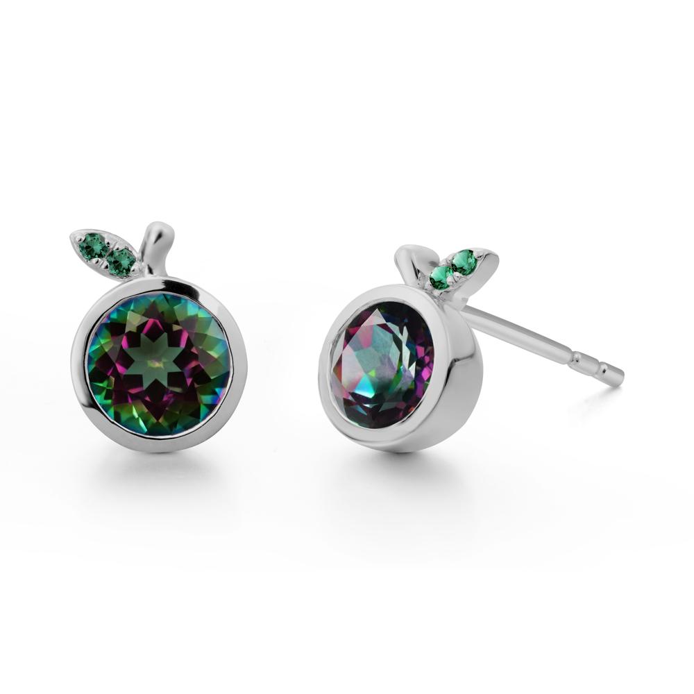 Orange Inspired Bezel Setting Mystic Topaz and Emerald Earrings - LUO Jewelry #metal_platinum