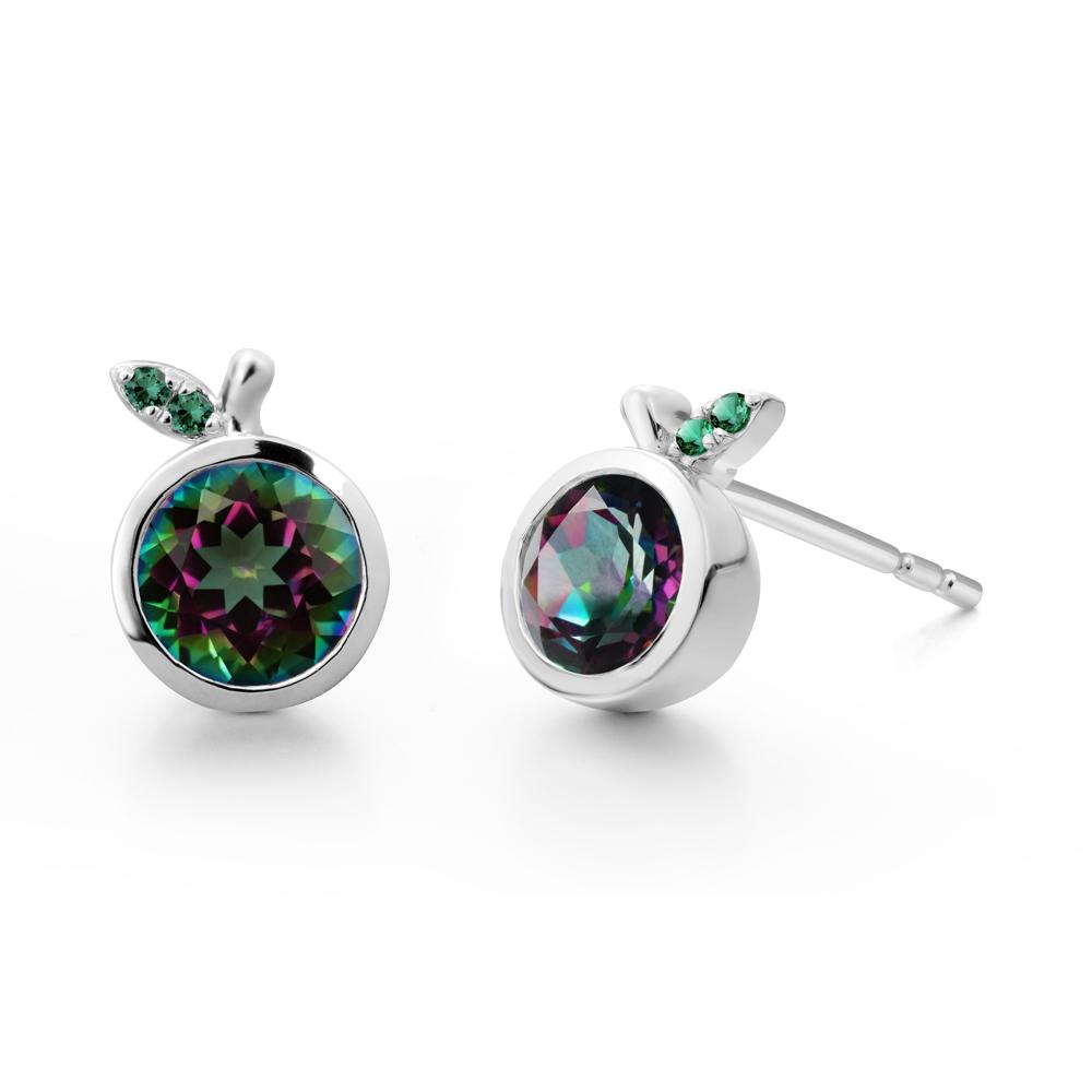 Orange Inspired Bezel Setting Mystic Topaz and Emerald Earrings - LUO Jewelry #metal_sterling silver