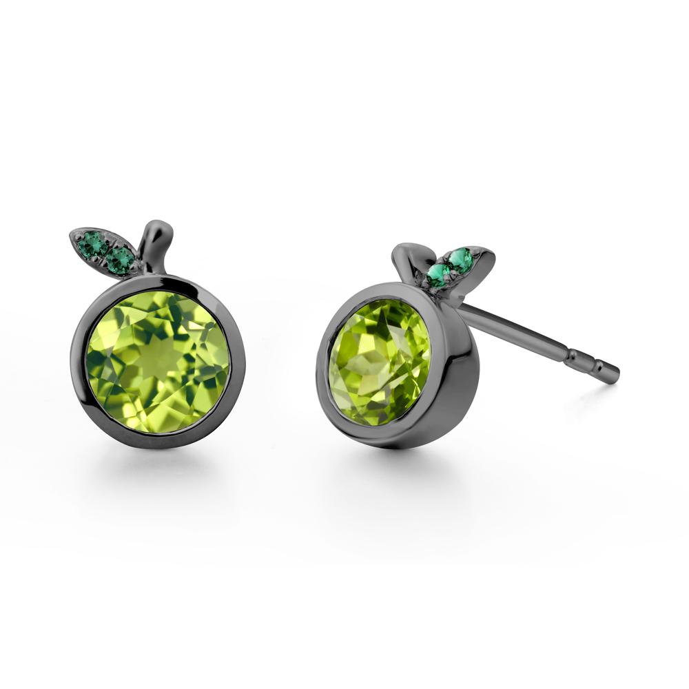 Orange Inspired Bezel Setting Peridot and Emerald Earrings - LUO Jewelry #metal_black finish sterling silver