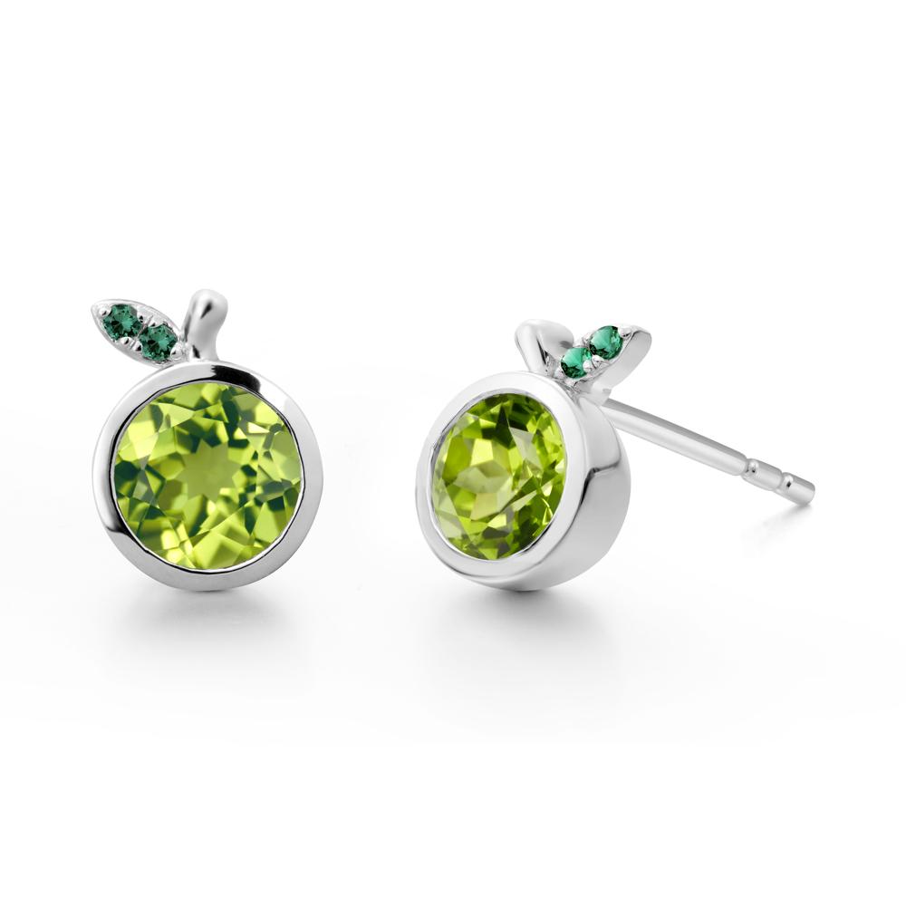 Orange Inspired Bezel Setting Peridot and Emerald Earrings - LUO Jewelry #metal_sterling silver