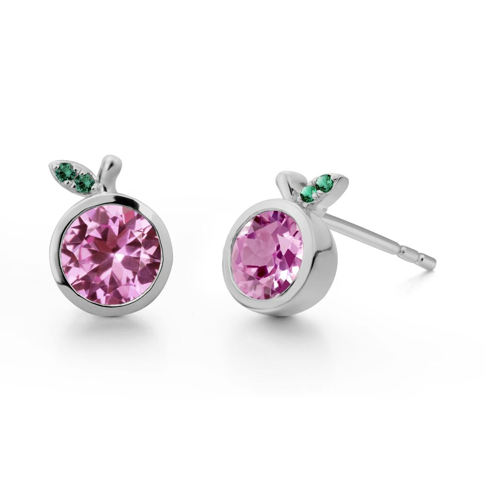 Orange Inspired Bezel Setting Pink Sapphire and Emerald Earrings - LUO Jewelry #metal_platinum