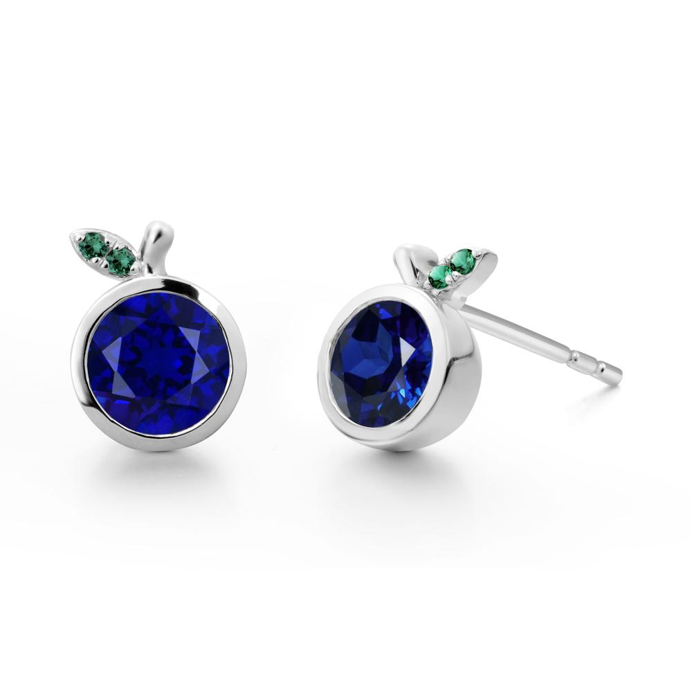 Orange Inspired Bezel Setting Sapphire and Emerald Earrings - LUO Jewelry #metal_18k white gold