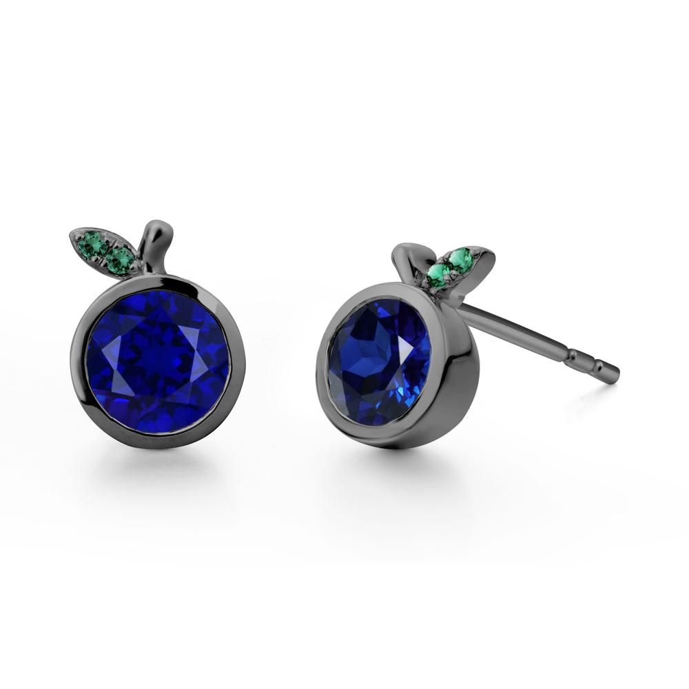 Orange Inspired Bezel Setting Sapphire and Emerald Earrings - LUO Jewelry #metal_black finish sterling silver