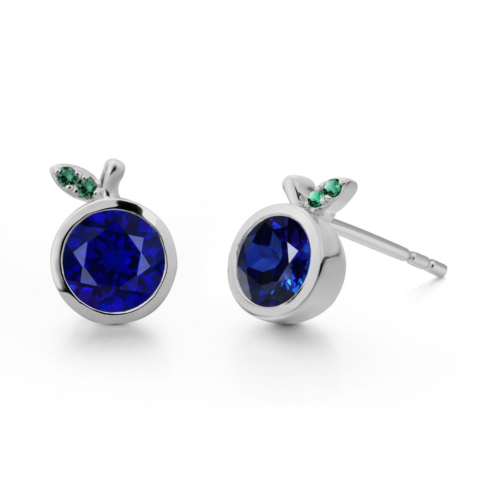 Orange Inspired Bezel Setting Sapphire and Emerald Earrings - LUO Jewelry #metal_platinum