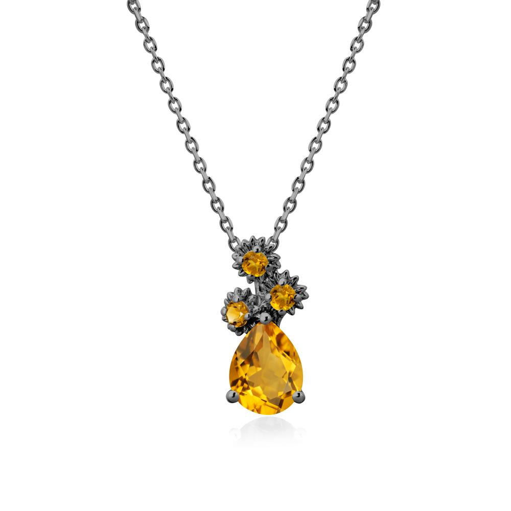 Petals of Promise Sunflower Citrine Necklace - LUO Jewelry #metal_black finish sterling silver