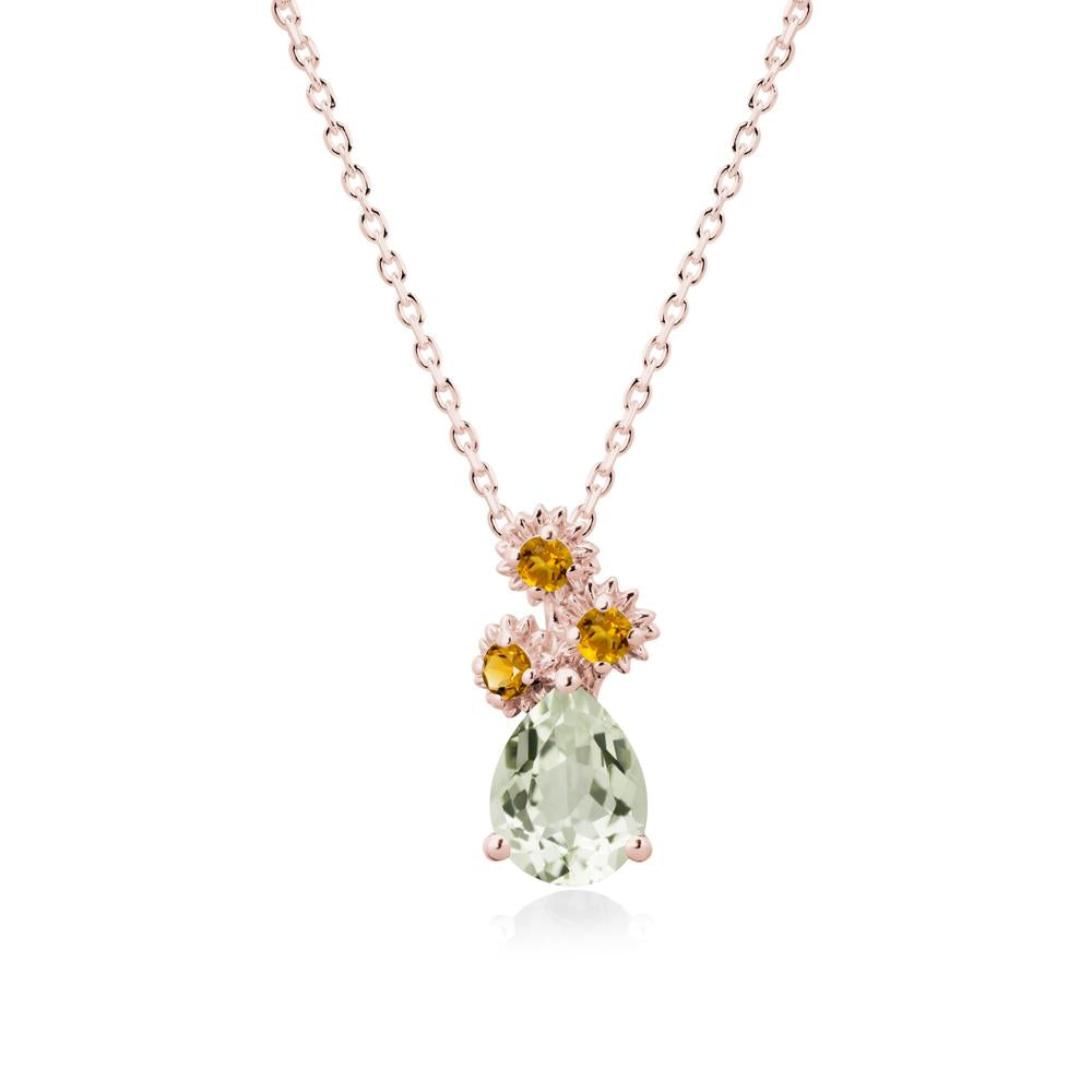 Petals of Promise Sunflower Green Amethyst and Citrine Necklace - LUO Jewelry #metal_18k rose gold