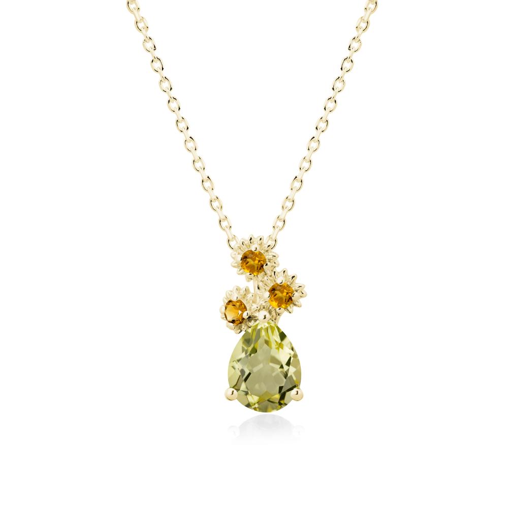 Teardrop Lemon Quartz and Citrine Flower Pendant - LUO Jewelry #metal_18k yellow gold