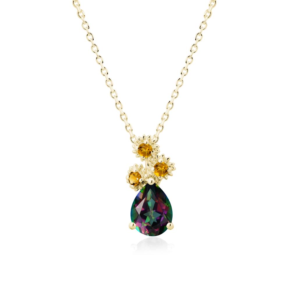 Teardrop Mystic Topaz and Citrine Flower Pendant - LUO Jewelry #metal_18k yellow gold