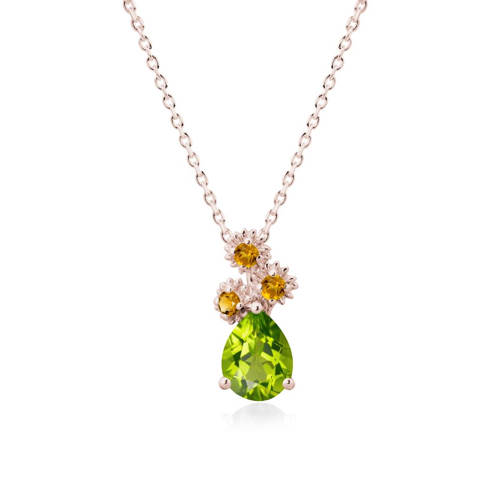 Petals of Promise Sunflower Peridot and Citrine Necklace - LUO Jewelry #metal_14k rose gold