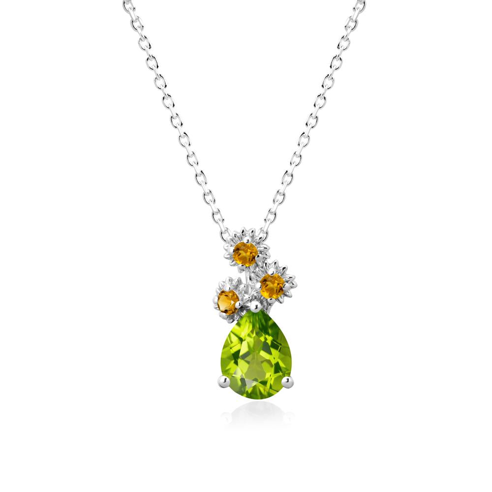 Petals of Promise Sunflower Peridot and Citrine Necklace - LUO Jewelry #metal_sterling silver