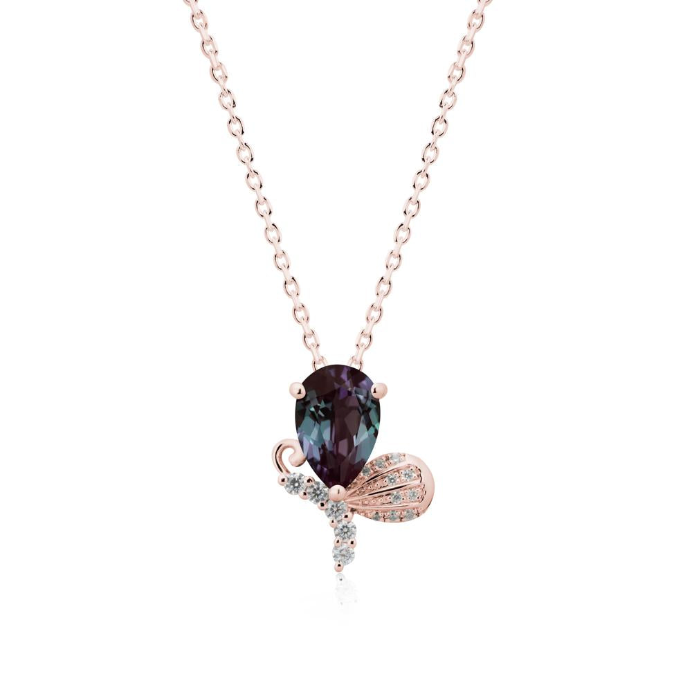 Pear Shaped Alexandrite Butterfly Necklace - LUO Jewelry #metal_18k rose gold