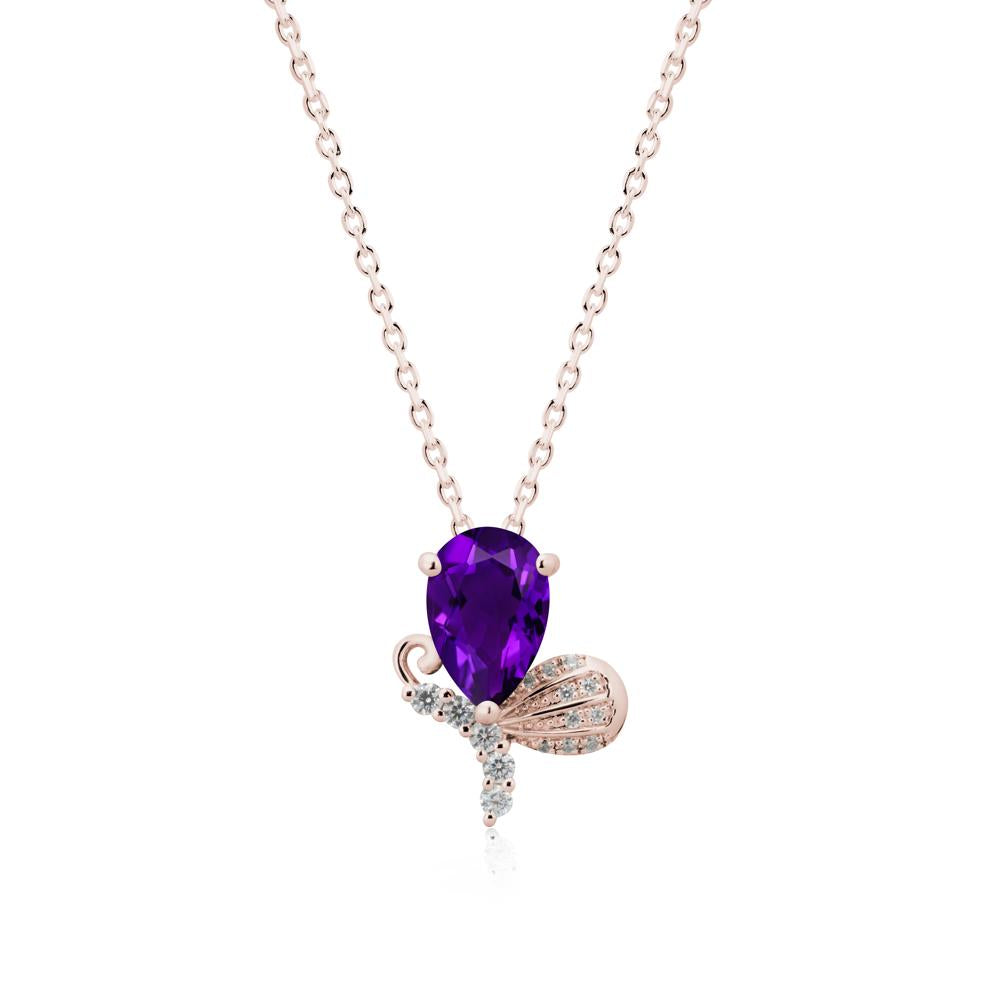 Sparkling Wing Amethyst Butterfly Necklace - LUO Jewelry #metal_14k rose gold