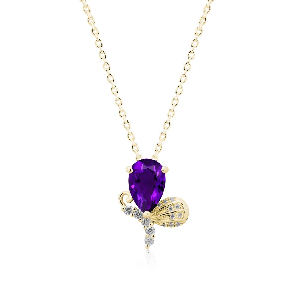 Sparkling Wing Amethyst Butterfly Necklace - LUO Jewelry #metal_18k yellow gold