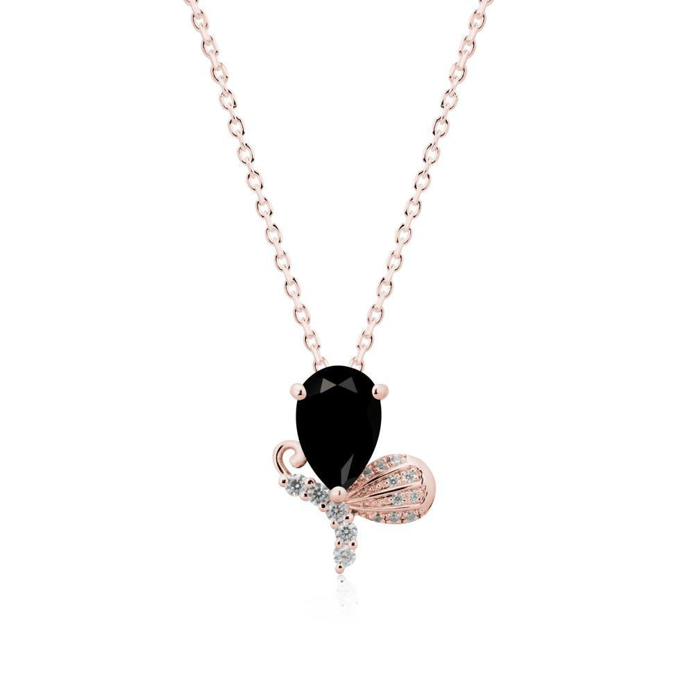 Sparkling Wing Black Spinel Butterfly Necklace - LUO Jewelry #metal_18k rose gold