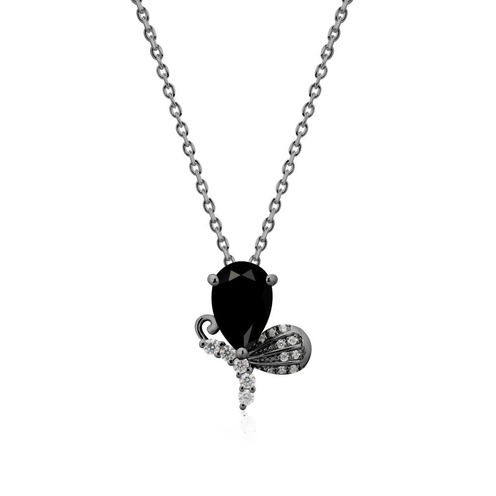 Sparkling Wing Black Spinel Butterfly Necklace - LUO Jewelry #metal_black finish sterling silver