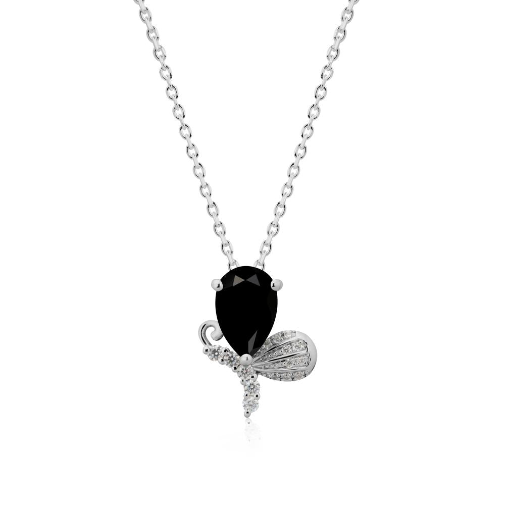 Sparkling Wing Black Spinel Butterfly Necklace - LUO Jewelry #metal_platinum