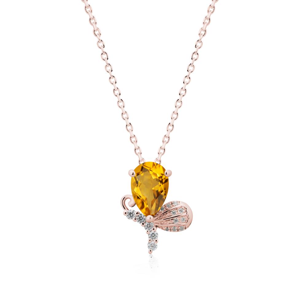 Butterfly Inspired Tear Shaped Citrine Pendant - LUO Jewelry #metal_18k rose gold