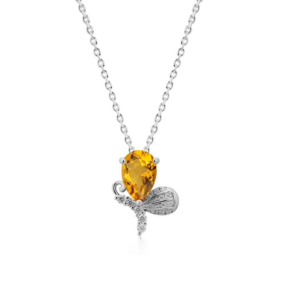 Butterfly Inspired Tear Shaped Citrine Pendant - LUO Jewelry #metal_platinum