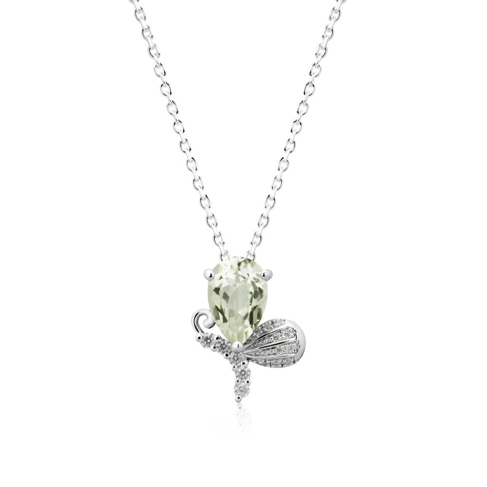 Butterfly Inspired Tear Shaped Green Amethyst Pendant - LUO Jewelry #metal_sterling silver