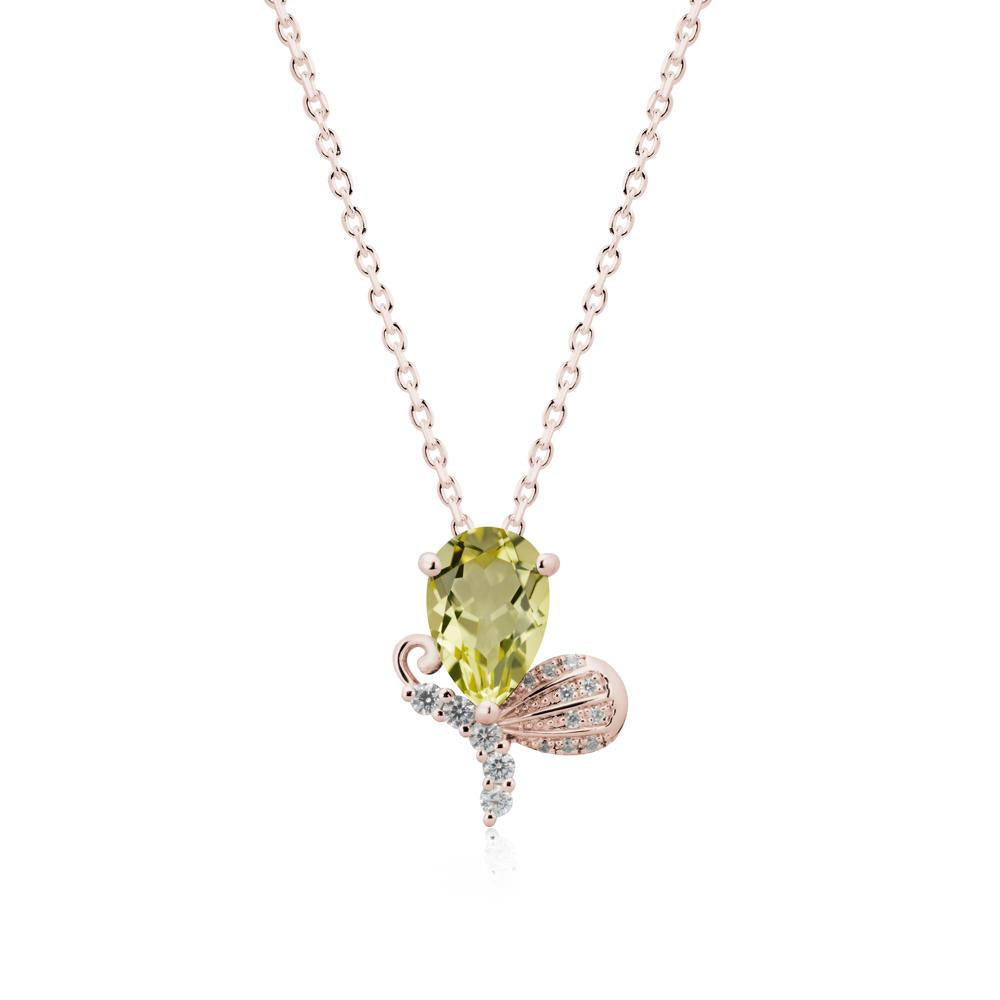 Sparkling Wing Lemon Quartz Butterfly Necklace - LUO Jewelry #metal_14k rose gold