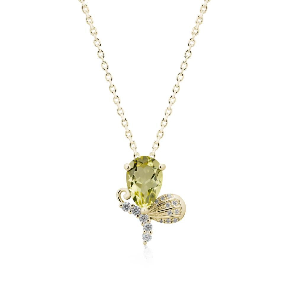 Sparkling Wing Lemon Quartz Butterfly Necklace - LUO Jewelry #metal_14k yellow gold