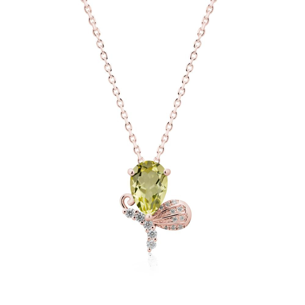 Sparkling Wing Lemon Quartz Butterfly Necklace - LUO Jewelry #metal_18k rose gold