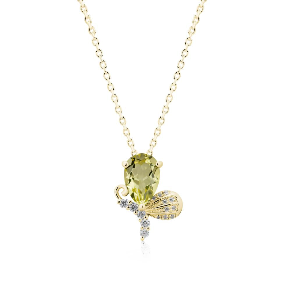 Sparkling Wing Lemon Quartz Butterfly Necklace - LUO Jewelry #metal_18k yellow gold
