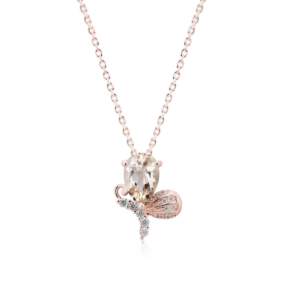 Pear Shaped Morganite Butterfly Necklace - LUO Jewelry #metal_18k rose gold