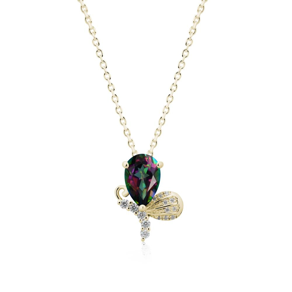 Sparkling Wing Mystic Topaz Butterfly Necklace - LUO Jewelry #metal_14k yellow gold