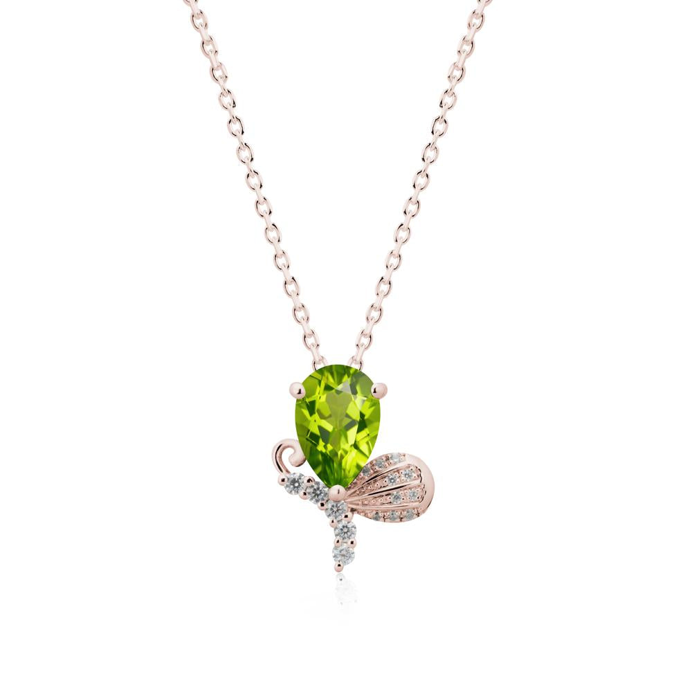 Butterfly Inspired Tear Shaped Peridot Pendant - LUO Jewelry #metal_14k rose gold