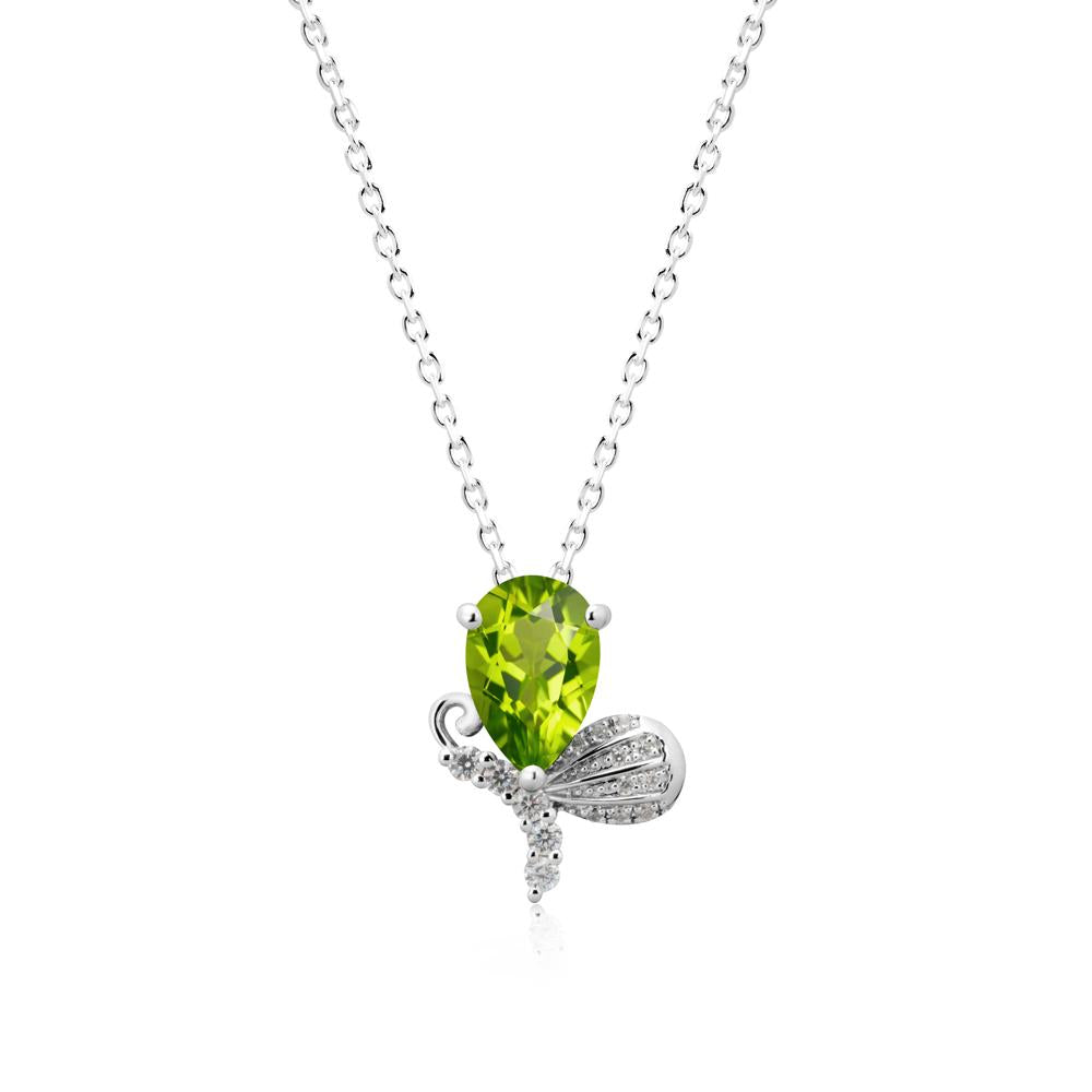 Butterfly Inspired Tear Shaped Peridot Pendant - LUO Jewelry #metal_14k white gold