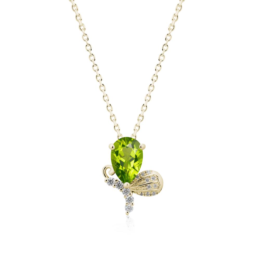 Butterfly Inspired Tear Shaped Peridot Pendant - LUO Jewelry #metal_14k yellow gold