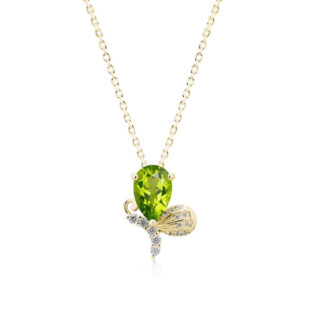 Butterfly Inspired Tear Shaped Peridot Pendant - LUO Jewelry #metal_18k yellow gold