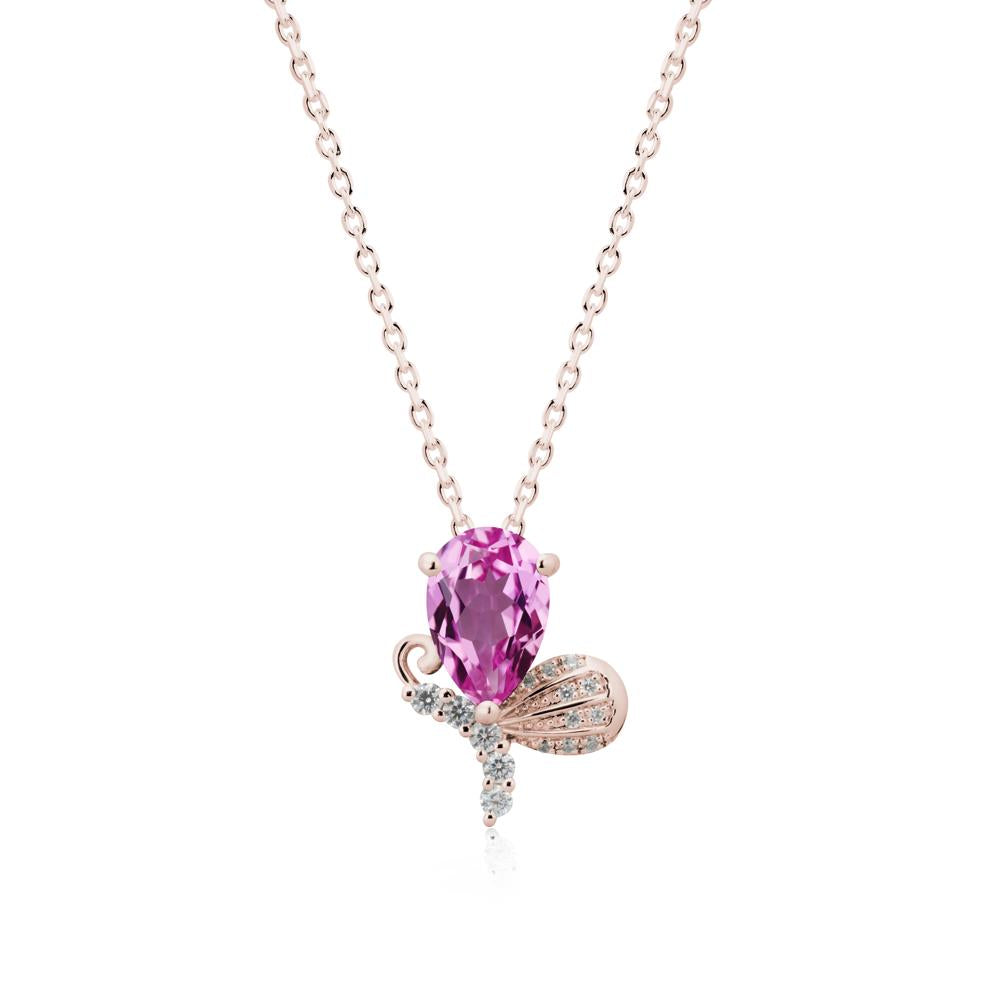 Sparkling Wing Pink Sapphire Butterfly Necklace - LUO Jewelry #metal_14k rose gold