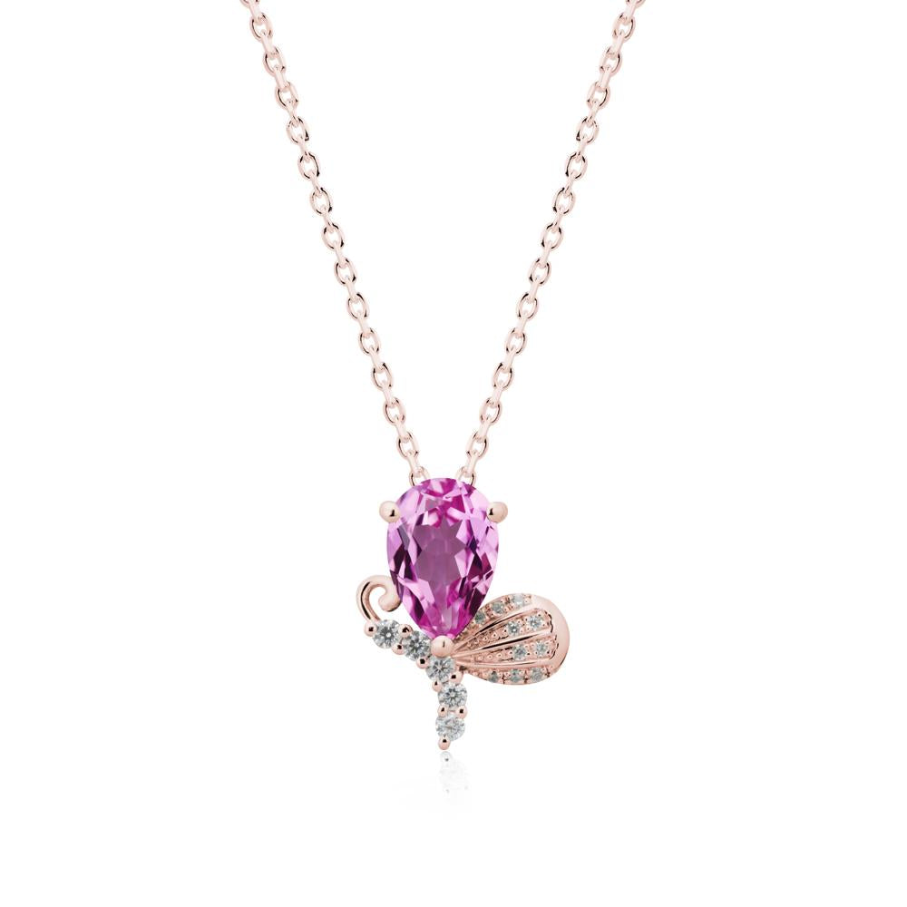 Sparkling Wing Pink Sapphire Butterfly Necklace - LUO Jewelry #metal_18k rose gold