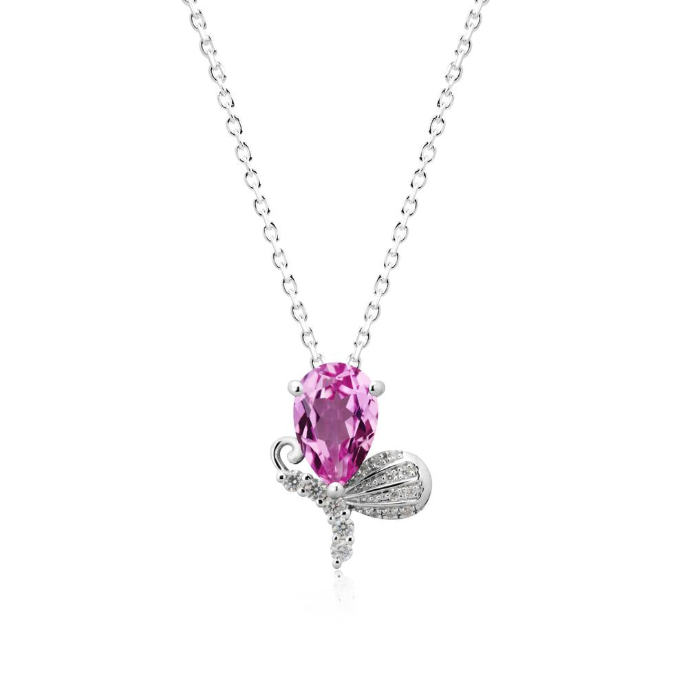Sparkling Wing Pink Sapphire Butterfly Necklace - LUO Jewelry #metal_sterling silver