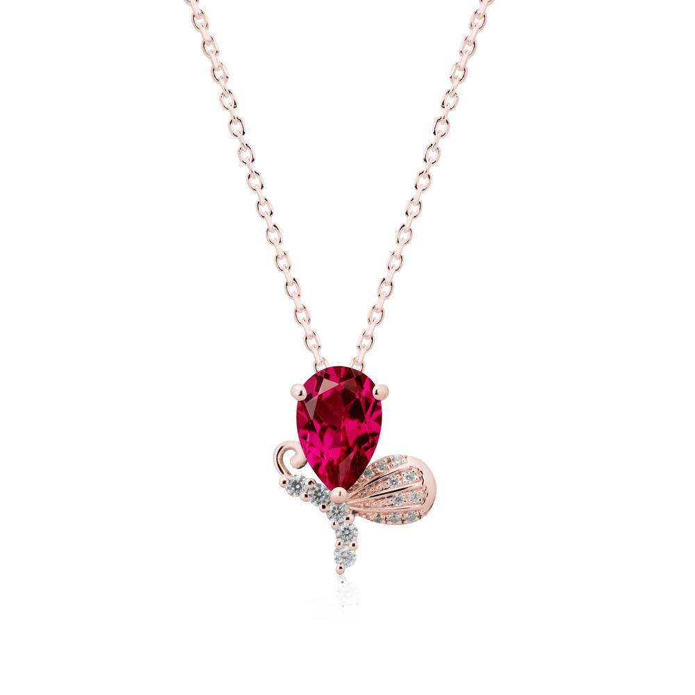 Butterfly Inspired Tear Shaped Ruby Pendant - LUO Jewelry #metal_18k rose gold